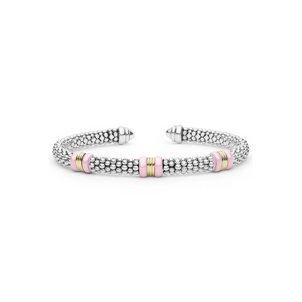 Two-Tone Three Station Pink Ceramic Versa Torque Bracelet | 5mm Baxter's Fine Jewelry Warwick, RI