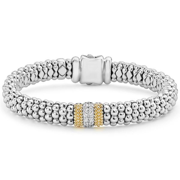Two-Tone Single Station Diamond Caviar Bracelet | 9mm Baxter's Fine Jewelry Warwick, RI