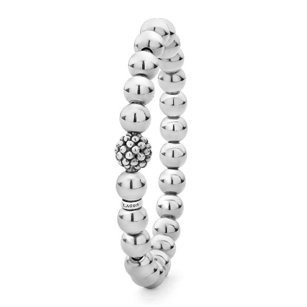 Sterling Silver Bead Stretch Bracelet Image 2 Baxter's Fine Jewelry Warwick, RI