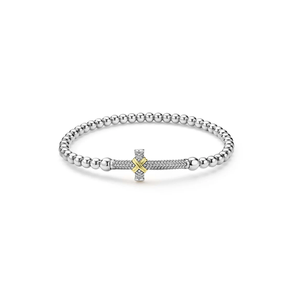 Two-Tone Caviar Cross Stretch Bracelet Baxter's Fine Jewelry Warwick, RI