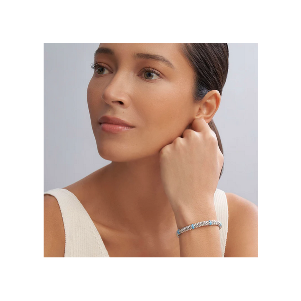 Blue Ceramic Station Caviar Bracelet | 6mm Image 2 Baxter's Fine Jewelry Warwick, RI