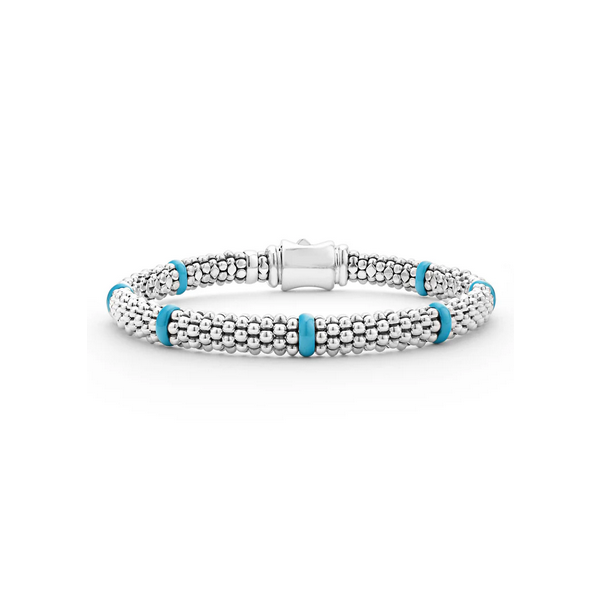 Blue Ceramic Station Caviar Bracelet | 6mm Baxter's Fine Jewelry Warwick, RI