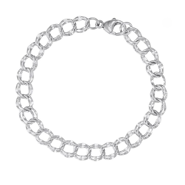 Sterling Silver Large Double Link Curb Classic Charm Bracelet Baxter's Fine Jewelry Warwick, RI