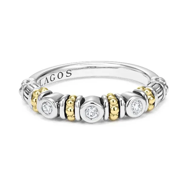 Two Tone Three Stone Bezel Band thumb image 2