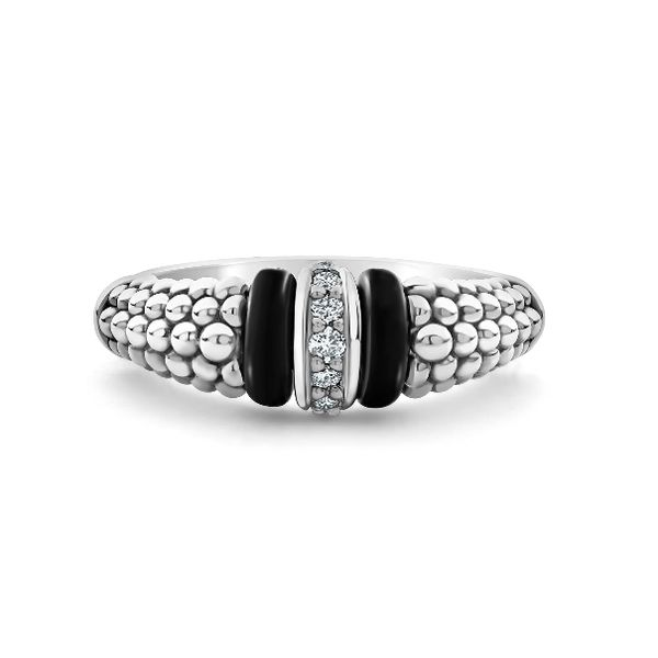 Diamond and Black Ceramic Dome Ring Image 2 Baxter's Fine Jewelry Warwick, RI