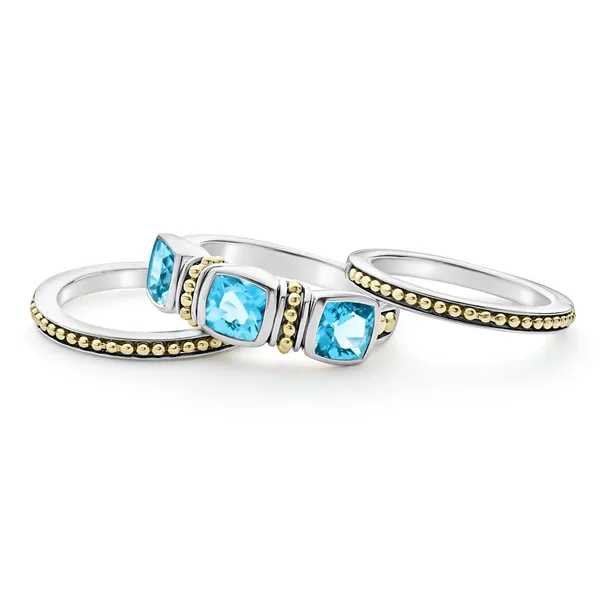 Swiss Blue Topaz Caviar Stacking Rings Image 2 Baxter's Fine Jewelry Warwick, RI