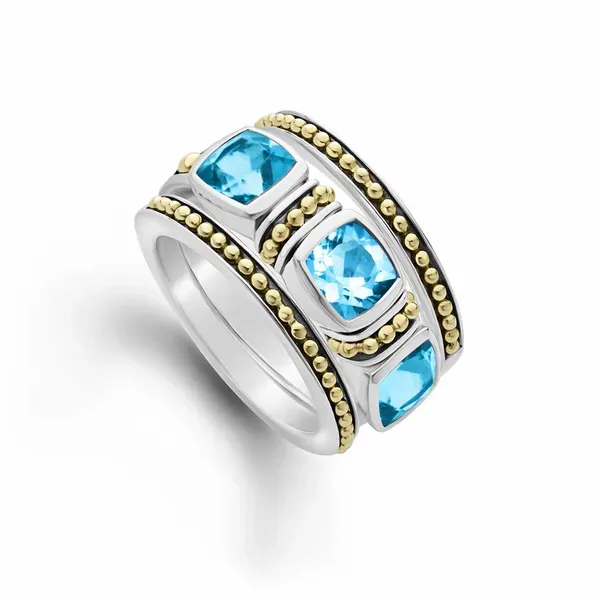 Swiss Blue Topaz Caviar Stacking Rings Baxter's Fine Jewelry Warwick, RI