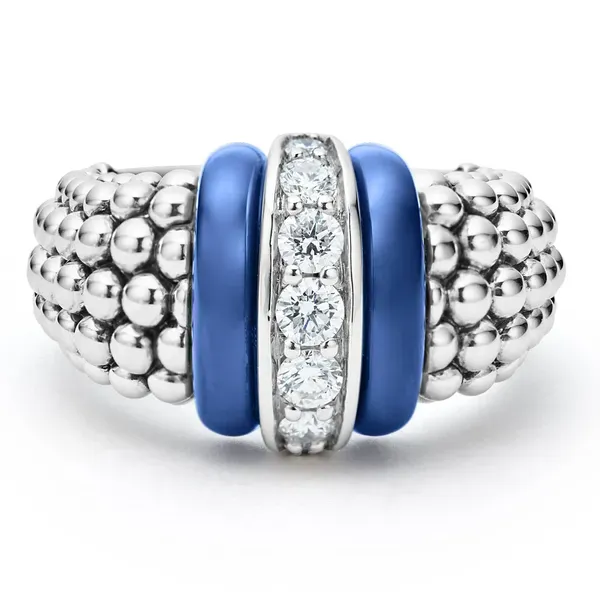 Single Station Diamond Ceramic Caviar Ring thumb image 2