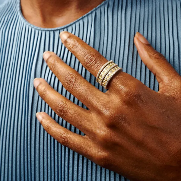 Two Tone 5-Stack Ring Set
