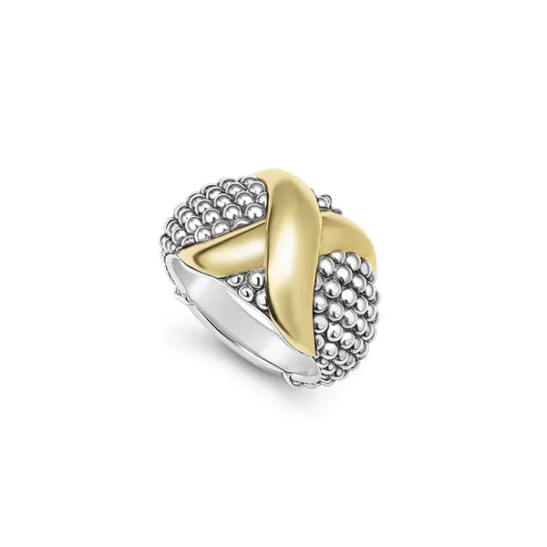 Two-Tone X Caviar Dome Ring thumb image 1