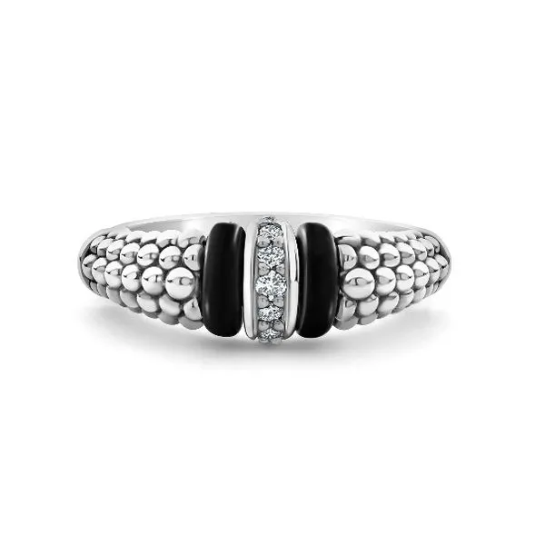 Diamond and Black Ceramic Dome Ring thumb image 2