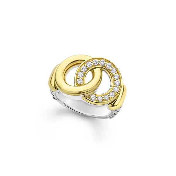 Two-Tone Interlocking Diamond Statement Ring