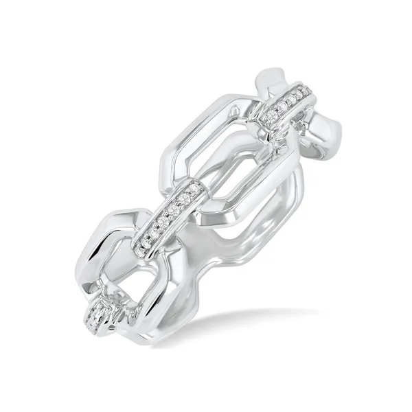 Silver Bold Rectangular Shape Link Diamond Ring