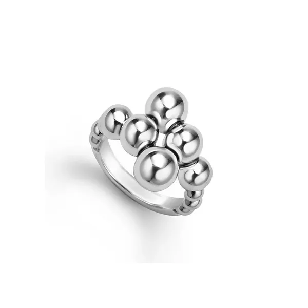 Silver Beaded Cross Over Ring