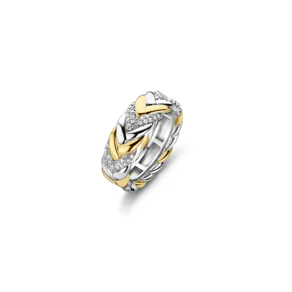 Sterling Silver Gold Plated CZ Braided Ring similar item image
