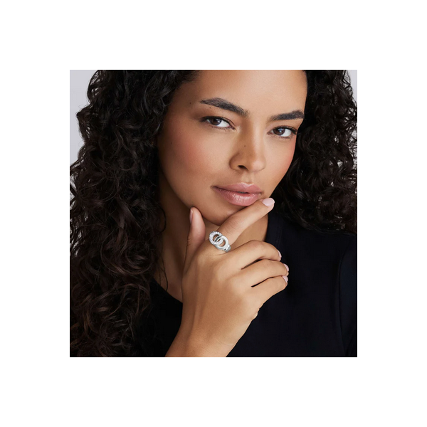 Large Silver Interlocking Diamond Ring Image 2 Baxter's Fine Jewelry Warwick, RI