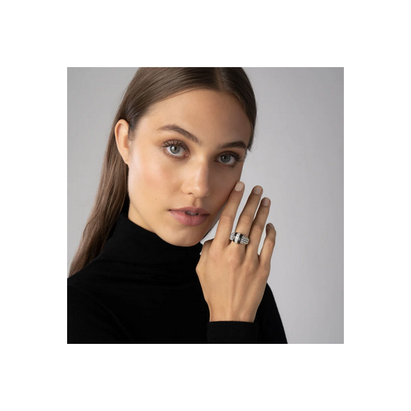 Black Ceramic Caviar Diamond Ring Image 2 Baxter's Fine Jewelry Warwick, RI