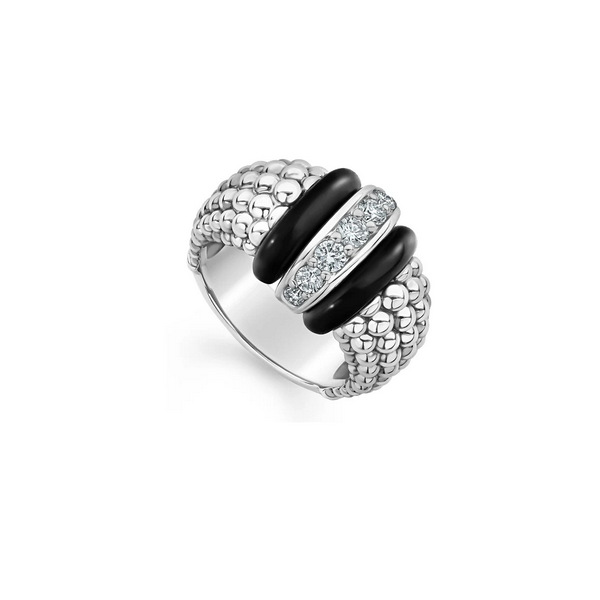 Black Ceramic Caviar Diamond Ring Baxter's Fine Jewelry Warwick, RI