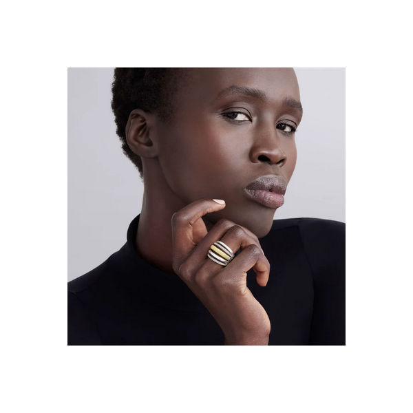 Two-Tone Five Row Diamond Ring Image 2 Baxter's Fine Jewelry Warwick, RI