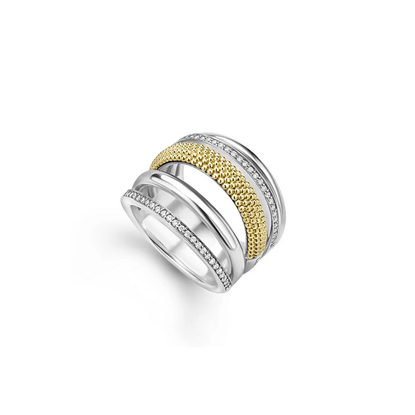 Two-Tone Five Row Diamond Ring Baxter's Fine Jewelry Warwick, RI