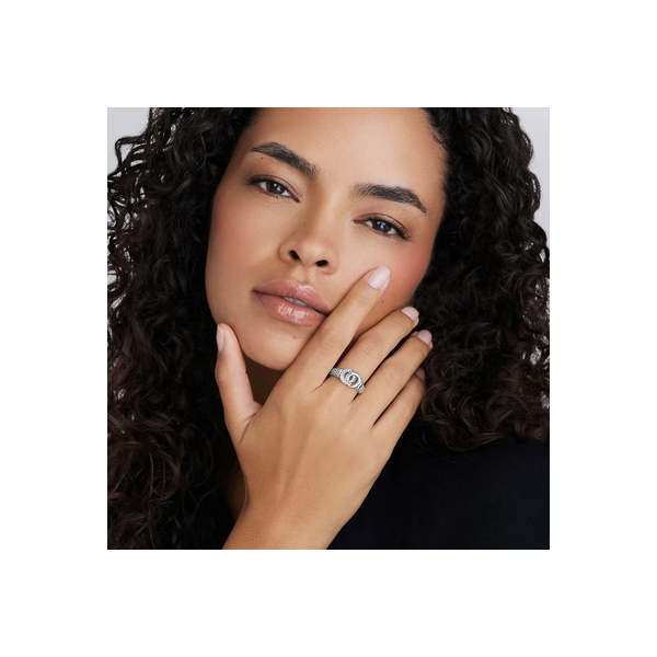 Medium Silver Interlocking Diamond Ring Image 2 Baxter's Fine Jewelry Warwick, RI