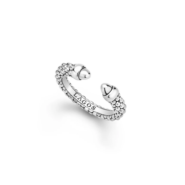 Silver Caviar Beaded Mini Versa Stacking Ring Baxter's Fine Jewelry Warwick, RI