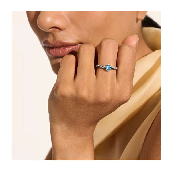 Heishi Gem Ring, Sterling Silver, Swiss Blue Topaz Image 2 Baxter's Fine Jewelry Warwick, RI