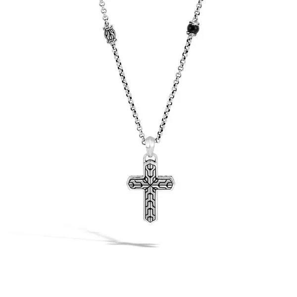 Classic Chain Cross Pendant Necklace, Black Onyx thumb image 1