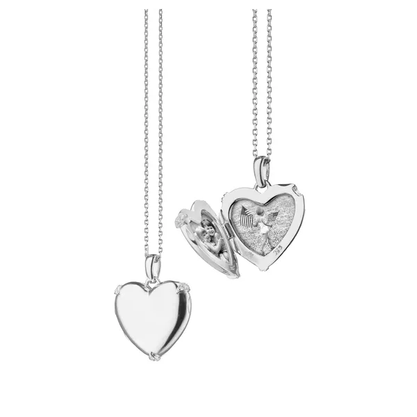 Heart Locket with White Sapphires Baxter's Fine Jewelry Warwick, RI