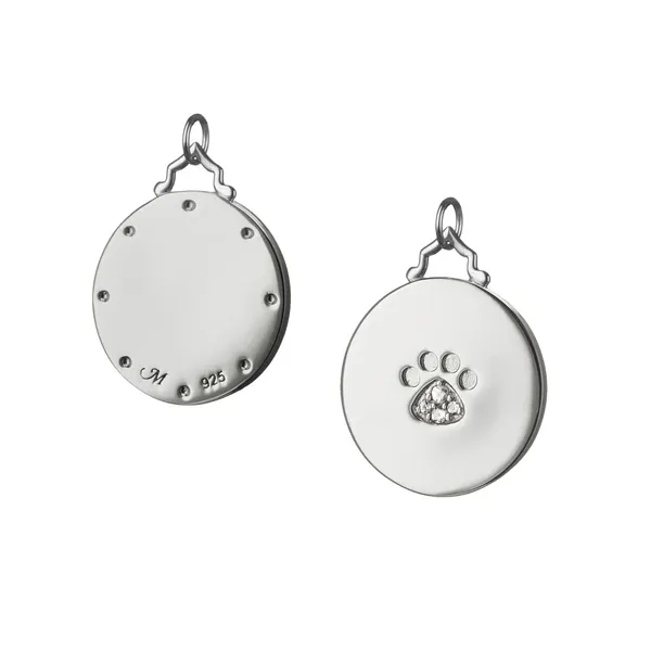 Sterling Silver Paw Print Charm with Sapphires thumb image 1