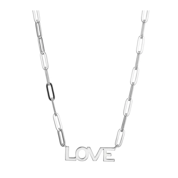 Sterling Silver Paperclip LOVE Necklace Baxter's Fine Jewelry Warwick, RI