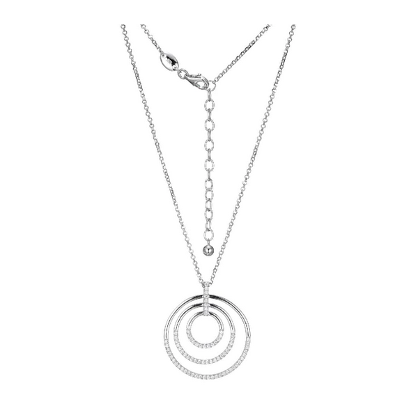 Sterling Silver Rhodium Plated CZ Circle Pendant Baxter's Fine Jewelry Warwick, RI