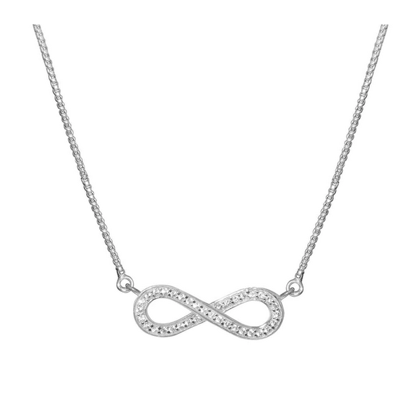 Sterling Silver Rhodium Plated CZ Infinity Necklace Baxter's Fine Jewelry Warwick, RI