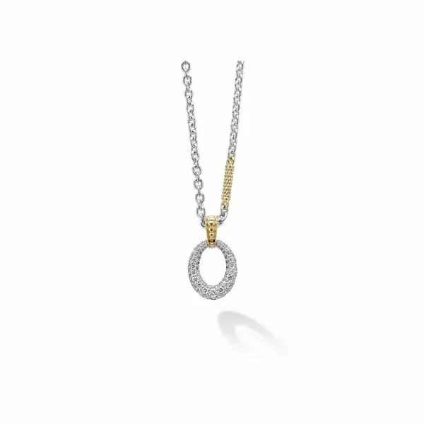 Two Tone Oval Diamond Pendant Necklace Baxter's Fine Jewelry Warwick, RI