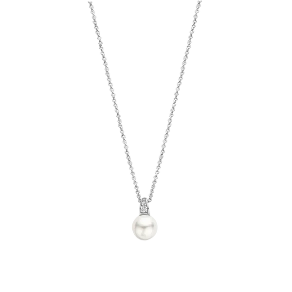 Silver CZ Pearl Drop Necklace Baxter's Fine Jewelry Warwick, RI