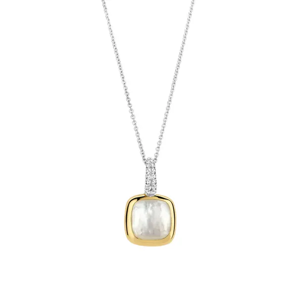 Gold Plated Mother of Pearl CZ Necklace Baxter's Fine Jewelry Warwick, RI