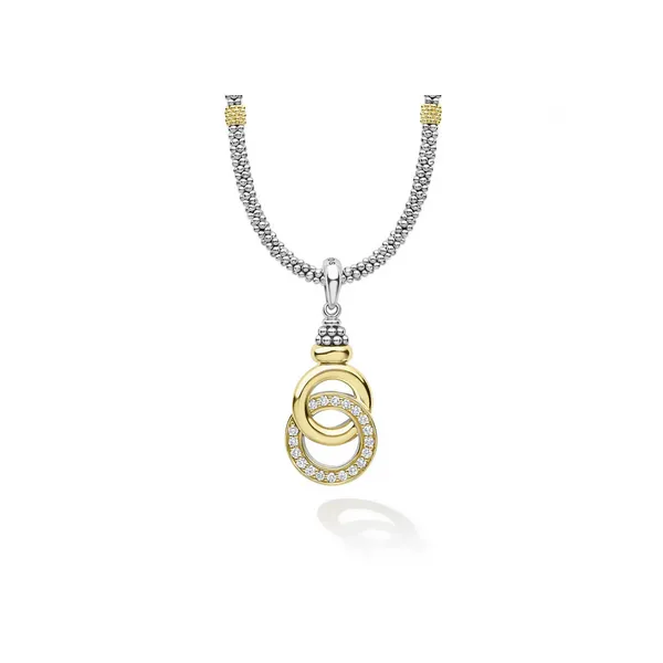 Lagos Two-Tone Interlocking Diamond Pendant Necklace 18
