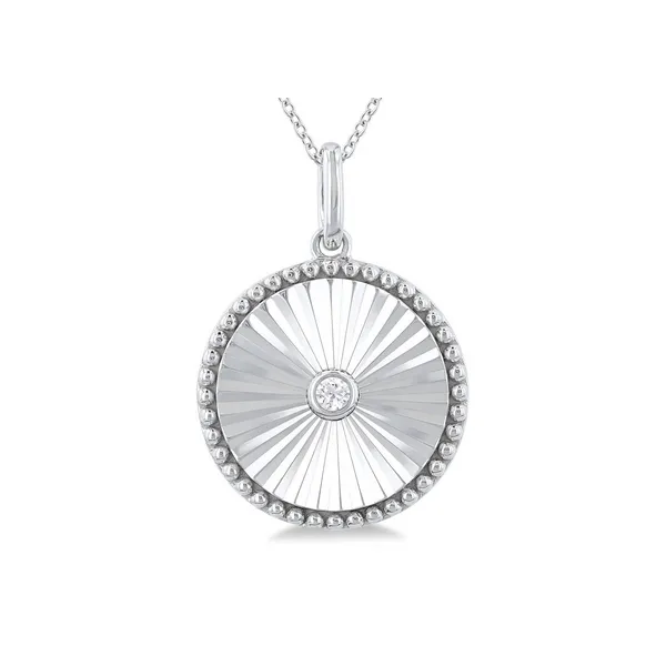 Silver Round Shape Fluted Medallion Diamond Pendant Baxter's Fine Jewelry Warwick, RI