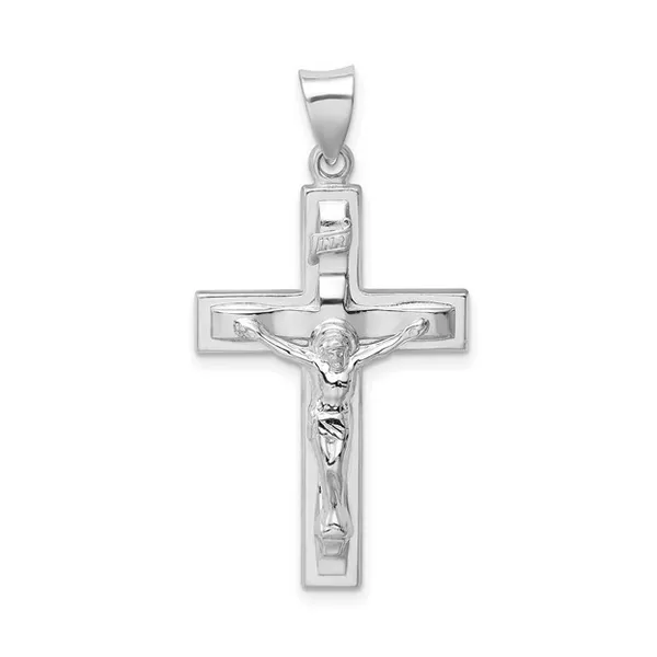Sterling Silver Rhodium-plated Polished INRI Latin Crucifix Pendant Baxter's Fine Jewelry Warwick, RI