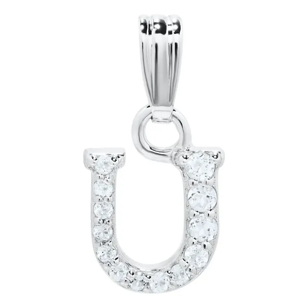 Sterling Silver Childrens Initial Necklace - U