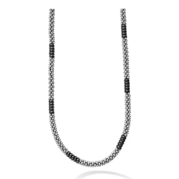 Black Silver Station Ceramic Beaded Necklace Baxter's Fine Jewelry Warwick, RI