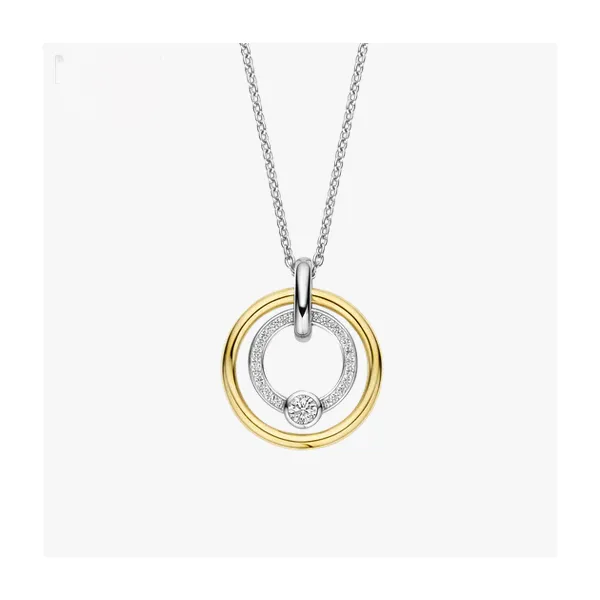 Double Circle Two Tone CZ Pendant similar item image