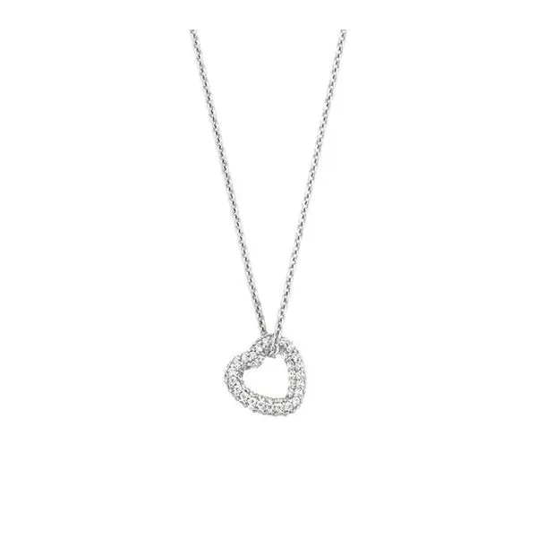 Silver Pave CZ Heart Necklace Baxter's Fine Jewelry Warwick, RI