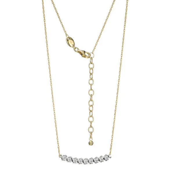 Sterling Silver and Yellow Gold Plated CZ Bar Necklace