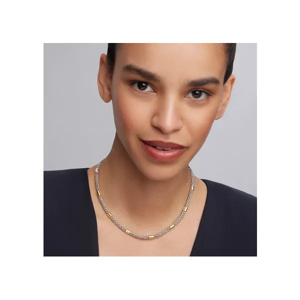 Two-Tone Station Caviar Necklace | 5mm