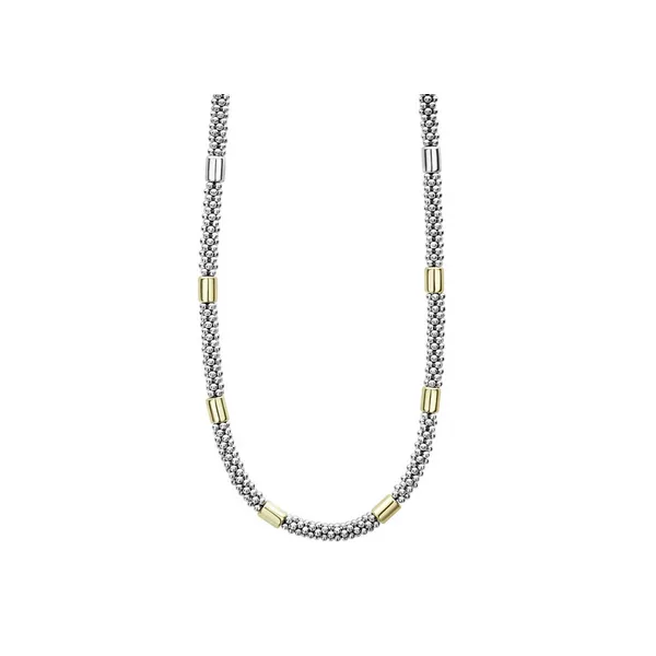 Two-Tone Station Caviar Necklace | 5mm