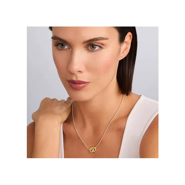 Two-Tone Interlocking Diamond Pendant Necklace