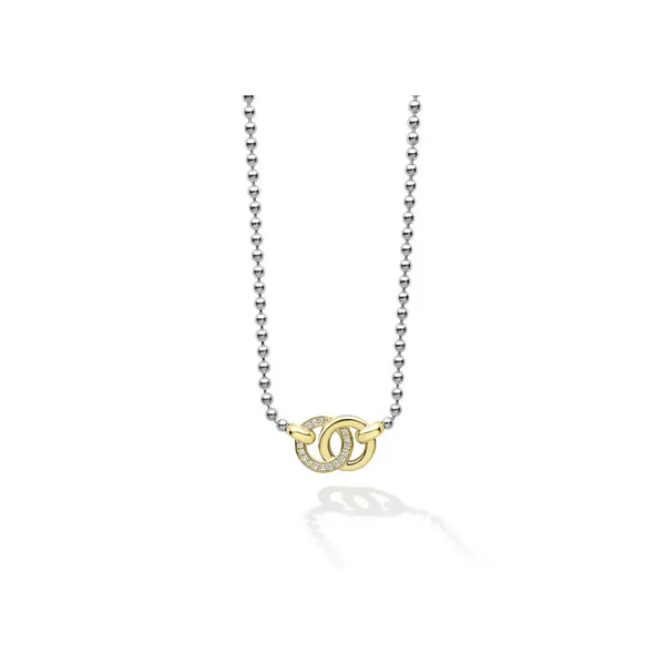 Two-Tone Interlocking Diamond Pendant Necklace