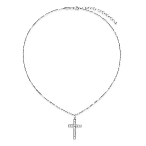 Silver CZ Cross Pendant