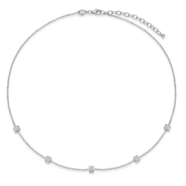 Silver CZ Station Necklace